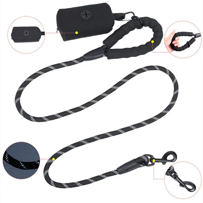 1.5M Large Dog Leash With Waste Poop Bag