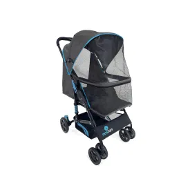 27.2 Buddy Buggies Foldable Pet Stroller - Shock Absorbing Frame with Storage - Machine Washable Fabric - Durable Mesh & UV Protected Retractable Canopy - Cat & Dog Stroller Up to 60lb
