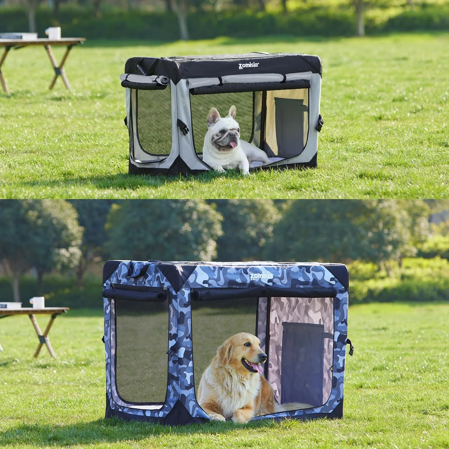 36 Inch Collapsible Dog Crate for Large Dogs - Portable Dog Travel Crate Soft Sided with Breathable Mesh Windows, Foldable Dog Kennel for Indoor and Outdoor, Grey