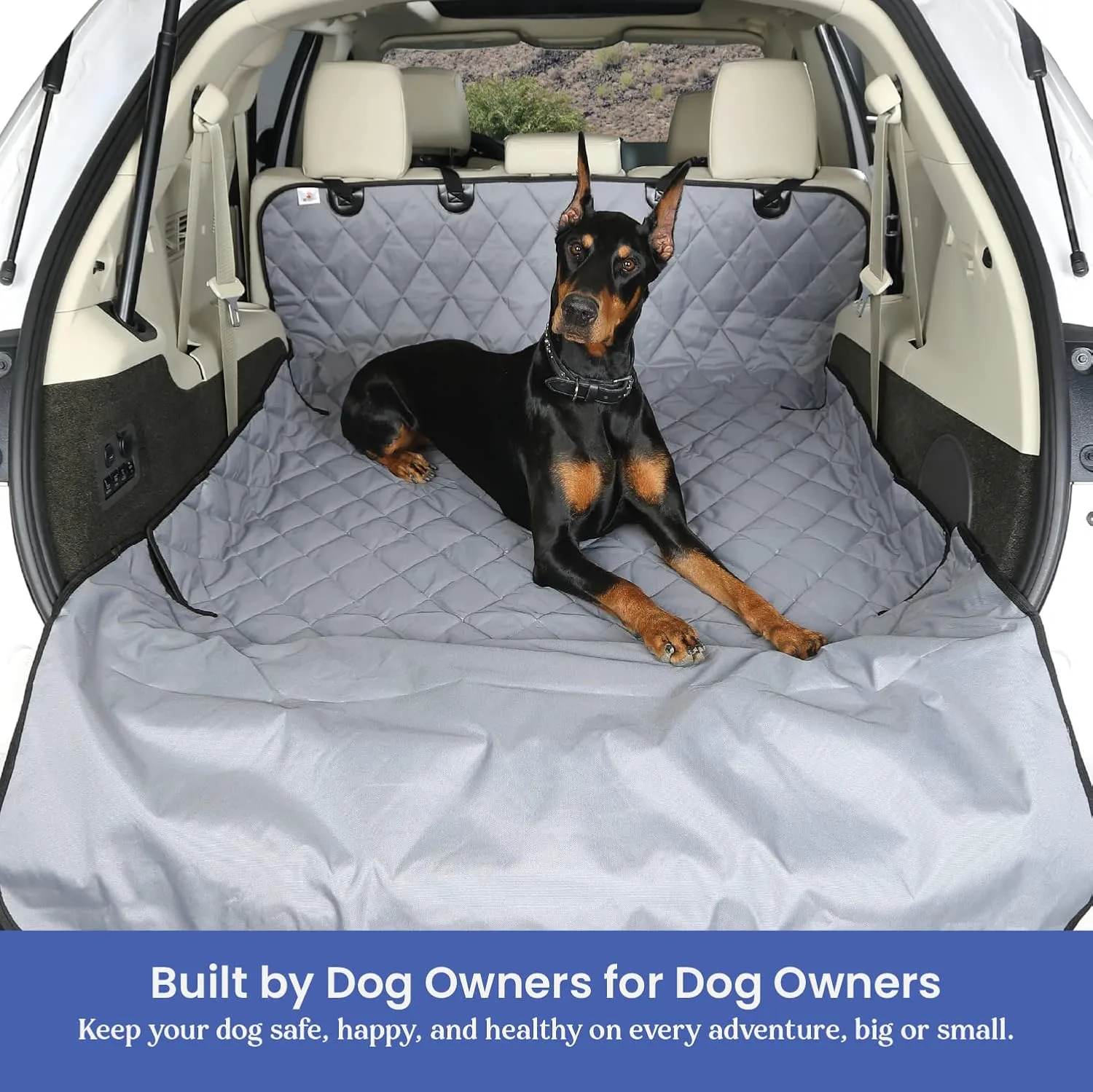 4Knines SUV Cargo Liner for Dogs  Dog Trunk Cover  Heavy-Duty, Waterproof Pet Seat Protector  Durable Cargo Liners for Dogs  USA-Based Company - Small (Grey)
