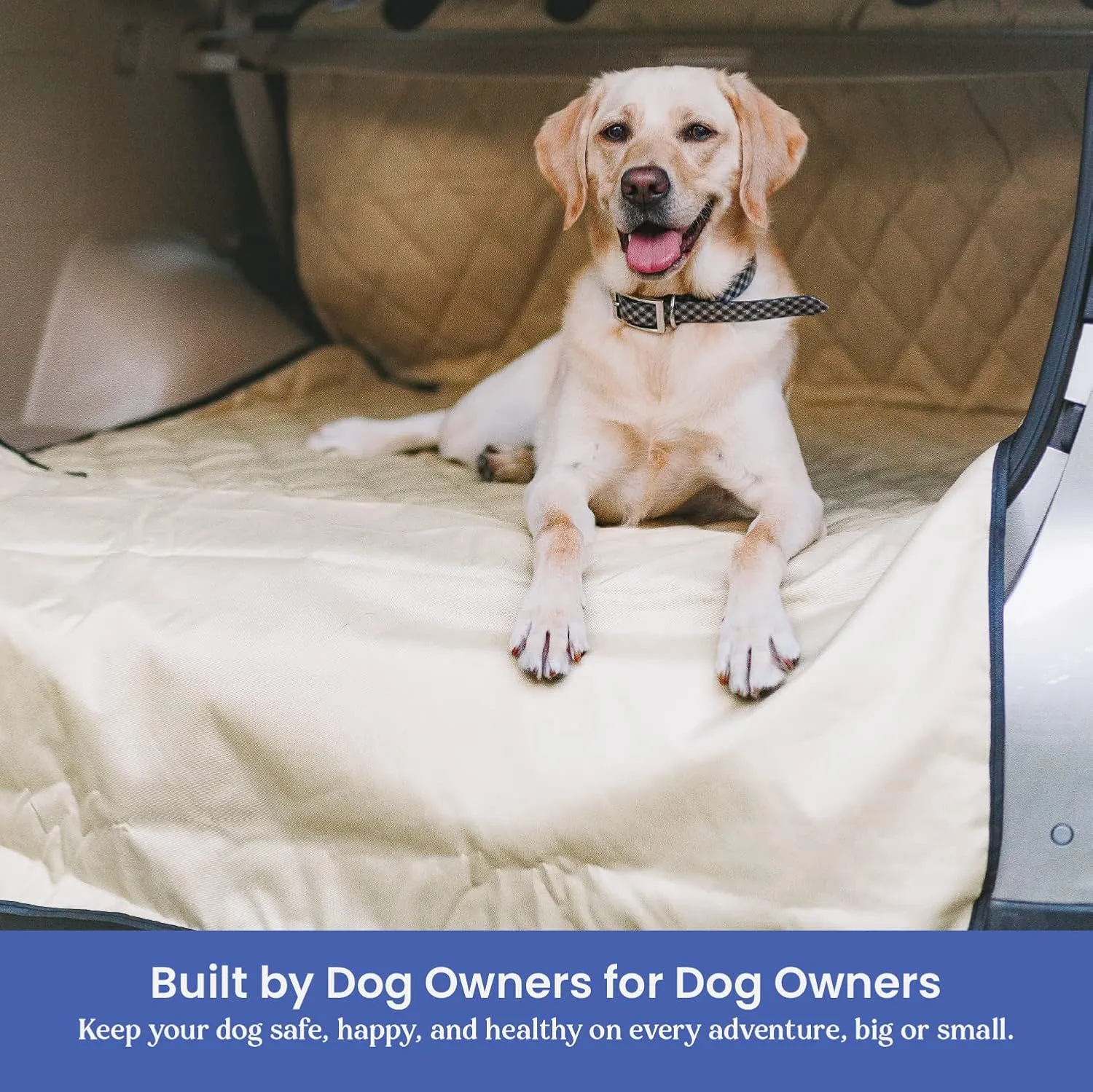 4Knines SUV Cargo Liner for Dogs  Dog Trunk Cover  Heavy-Duty, Waterproof Pet Seat Protector  Durable Cargo Liners for Dogs  USA-Based Company - Small (Tan)