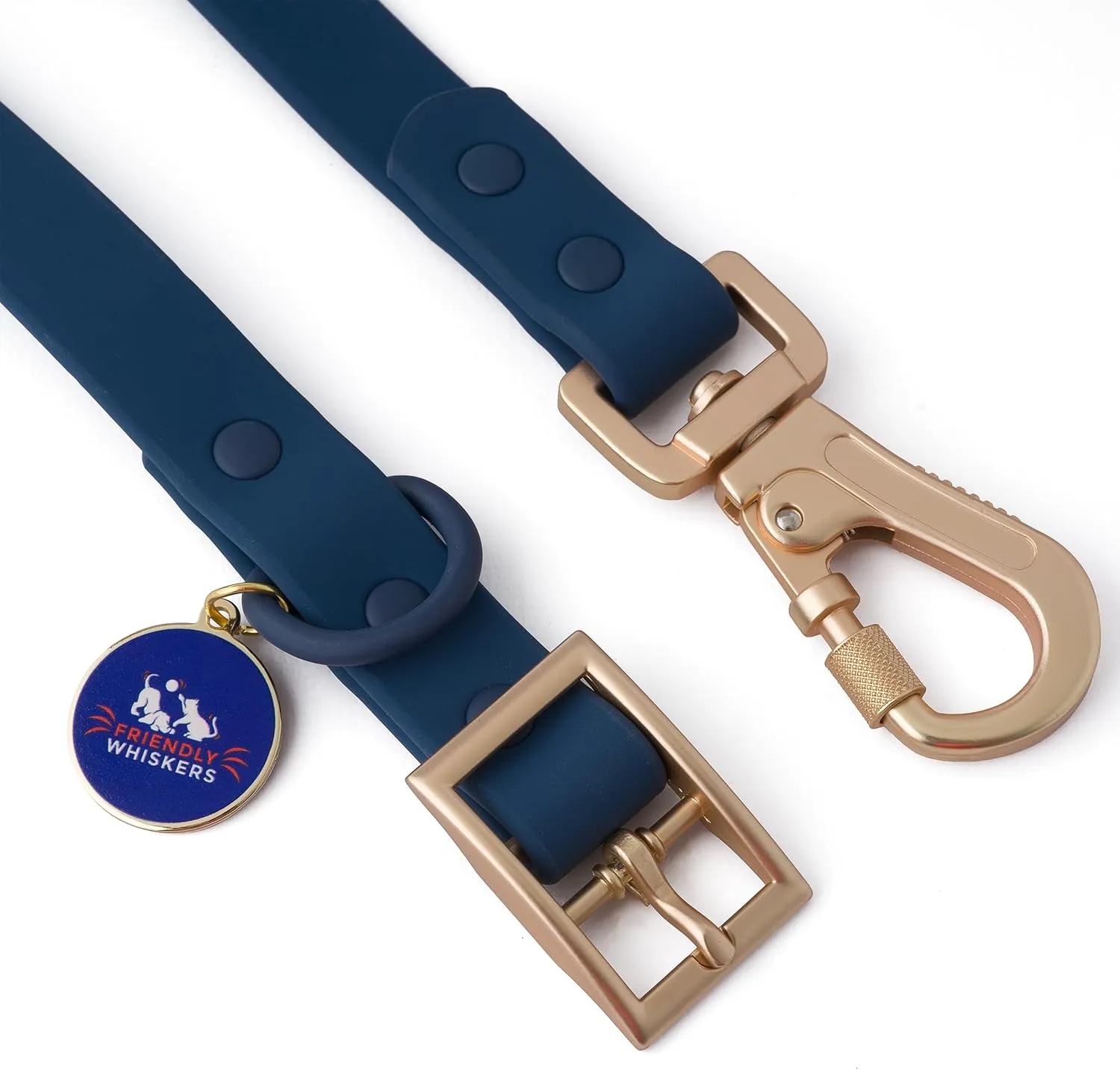 6ft Dog Leash, Collar, Poop Bag Dispenser & Bags. Waterproof, Heavy Duty Nylon PVC. Medium, Blue