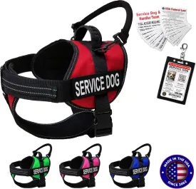 ActiveDogs Service Dog Vest Harness   Clip-on Bridge Sturdy Handle   ID Card Carrier   ADA Cards   Reflective Service Dog Patches - Extra Small Service Dog Harness Vest XS Dogs (Girth 16-20) Red