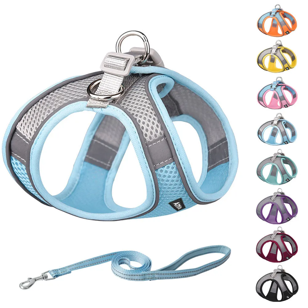 Aiitle Soft Adjustable Mesh Dog Harness Leash Set Hot Pink