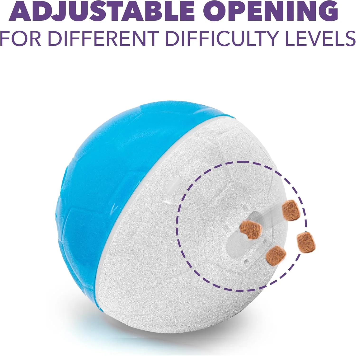 amicus Mini- Treat Dispensing Pets Toys Crazy Ball - PetsTreat Ball, Interactive Dog Feeder, Enrichment Toy for Pets Treat Dispensing, Interactive Pets Toys - Adjustable - Blue&White, 100g/3.5 oz