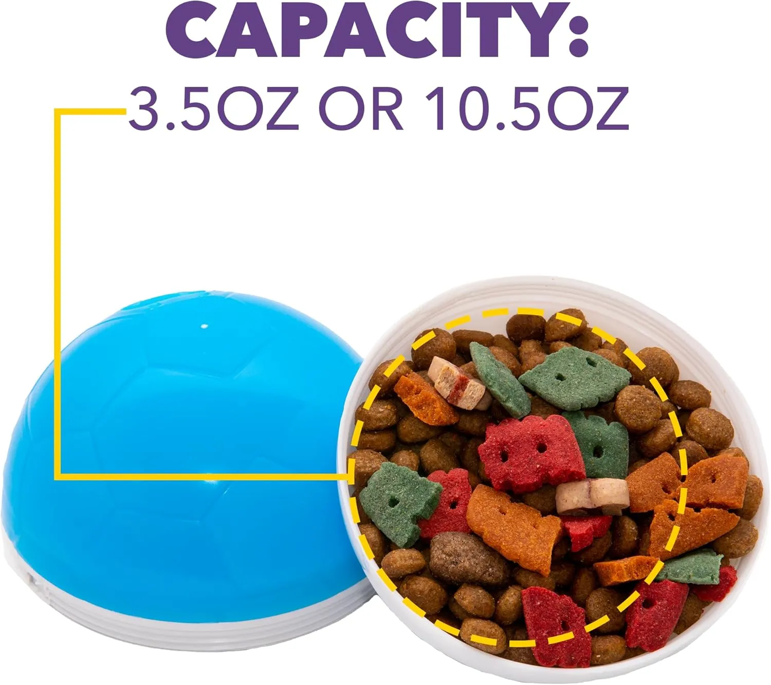 amicus Mini- Treat Dispensing Pets Toys Crazy Ball - PetsTreat Ball, Interactive Dog Feeder, Enrichment Toy for Pets Treat Dispensing, Interactive Pets Toys - Adjustable - Blue&White, 100g/3.5 oz