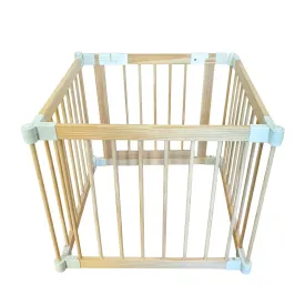 Baby Playpen - Adjustable Multi-Shape Wooden Play Yard, Portable Collapsible Activity Center with Baby Fence Play Area & Toys for Infants, Toddlers (27x27x24inch