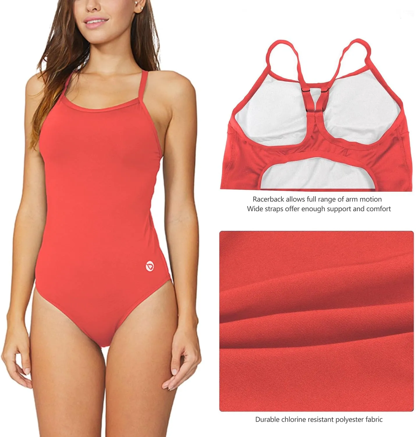 baleaf Women's Athletic Training Adjustable Strap One Piece Swimsuit