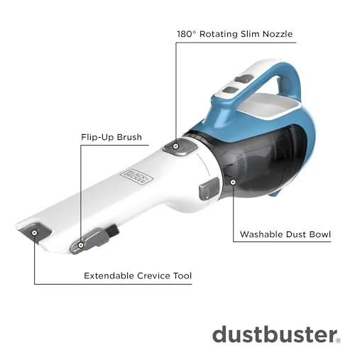 BLACK DECKER dustbuster AdvancedClean Cordless Handheld Vacuum, Compact Home and Car Vacuum with Crevice Tool (CHV1410L)