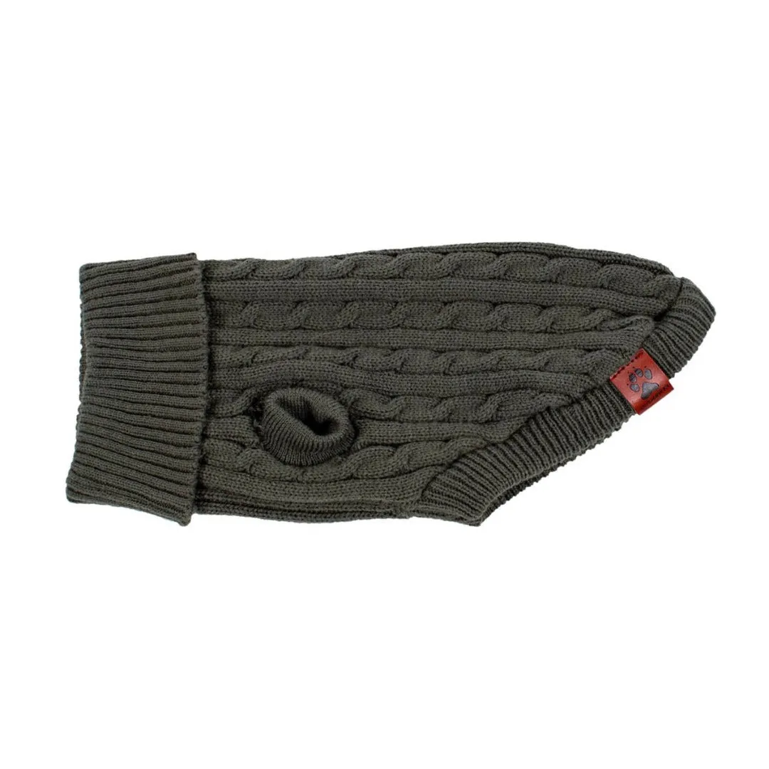 Brentwood Cable Knit Dog Sweater M Deep Lichen Green