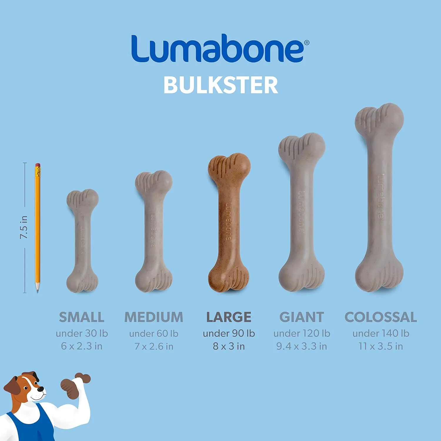 Bulkster Durable Chew Toy for Aggressive Chewers, Real Beef, Made in USA, Large