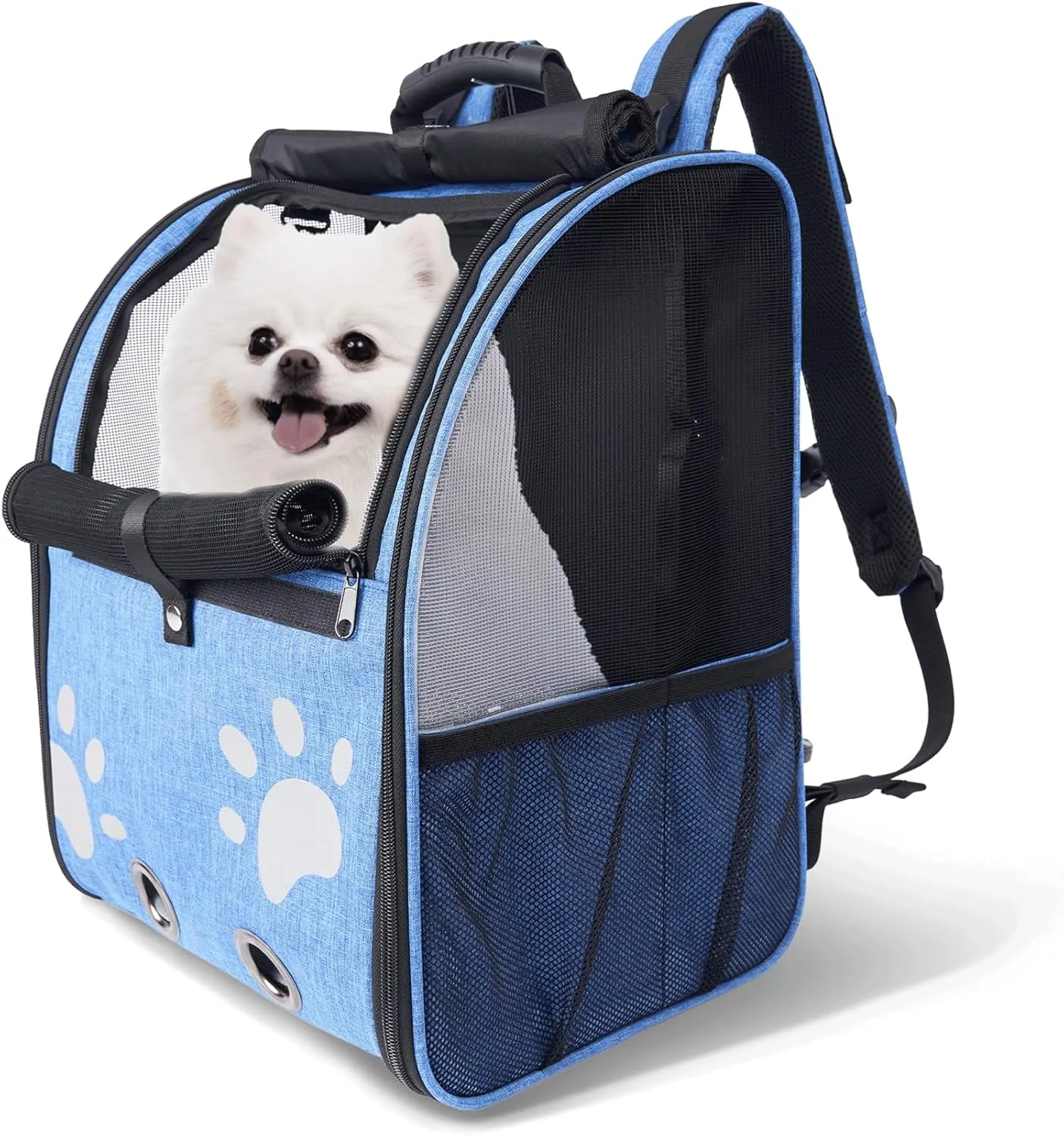 Cat Backpack Carrier, Small & Medium Pet Carrier Backpack,Breathable Cat Carrier Large Space, Ventilated Mesh Dog Travel Pet Backpackfor Hiking Walking Outdoor UP 15 LB(Blue)