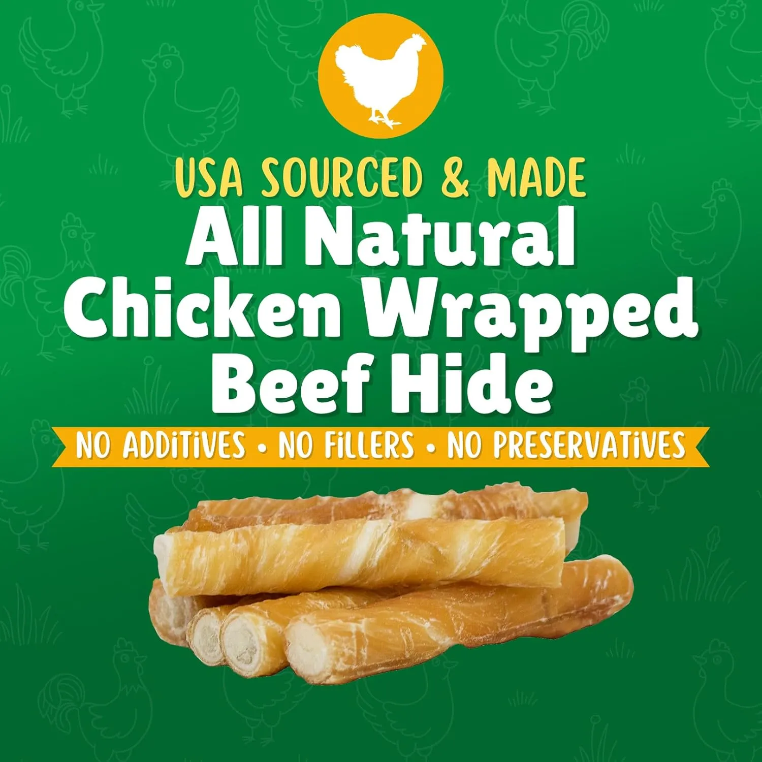 Chicken Wrapped Rawhide Dog Treats for Toy Dogs Under 25 lbs.  150ct. Rawhide Chew Sticks  Limited Ingredient Long Lasting Chews Made in The USA with Natural Chicken and Beef Hide Twists