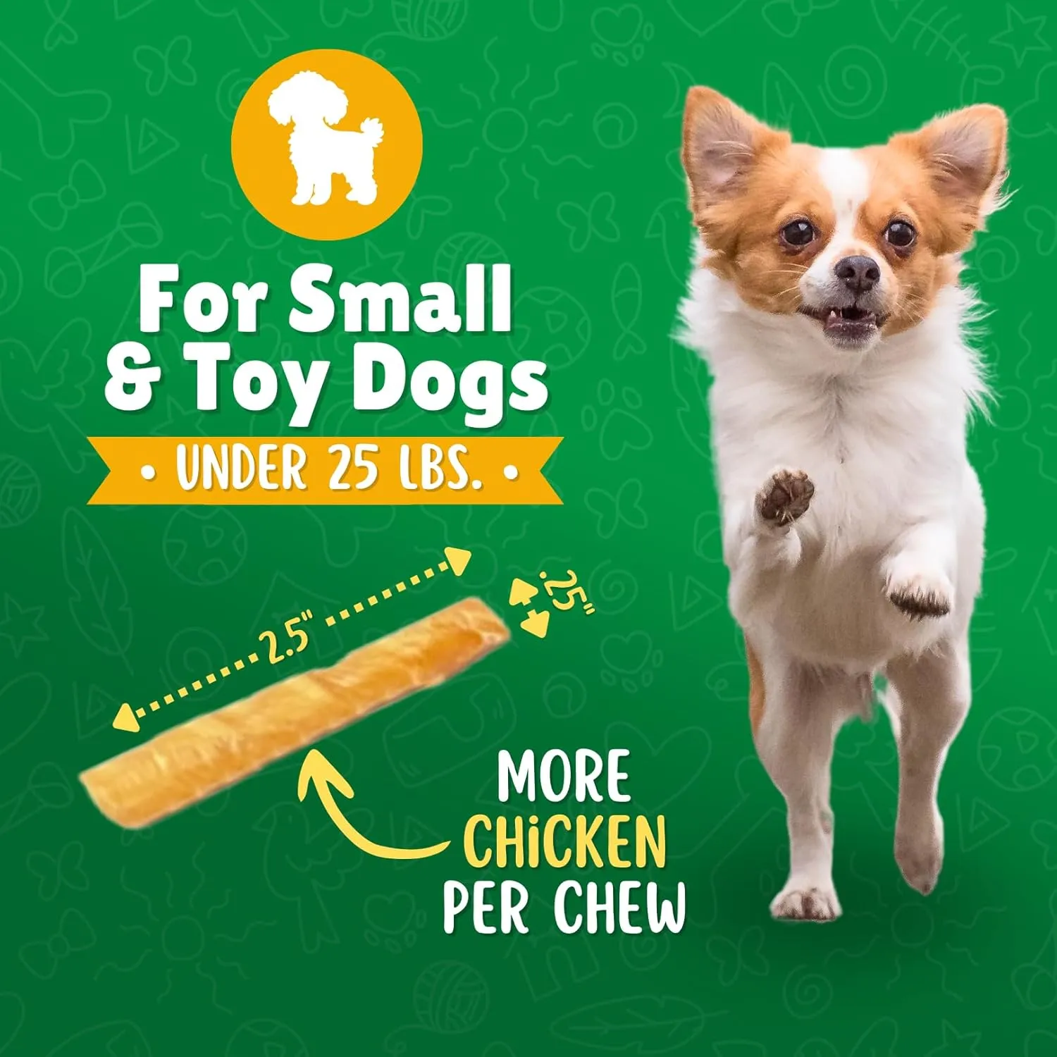 Chicken Wrapped Rawhide Dog Treats for Toy Dogs Under 25 lbs.  150ct. Rawhide Chew Sticks  Limited Ingredient Long Lasting Chews Made in The USA with Natural Chicken and Beef Hide Twists