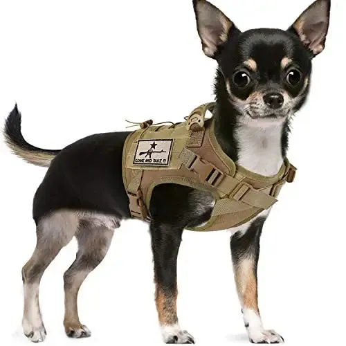 Chihuahua Tactical Dog Vest – XS Adjustable Military MOLLE Training Harness with Rubber Handle for Small Dogs