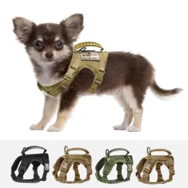 Chihuahua Tactical Dog Vest – XS Adjustable Military MOLLE Training Harness with Rubber Handle for Small Dogs