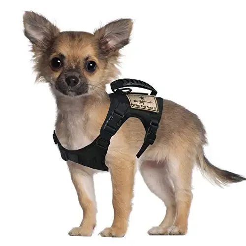 Chihuahua Tactical Dog Vest – XS Adjustable Military MOLLE Training Harness with Rubber Handle for Small Dogs