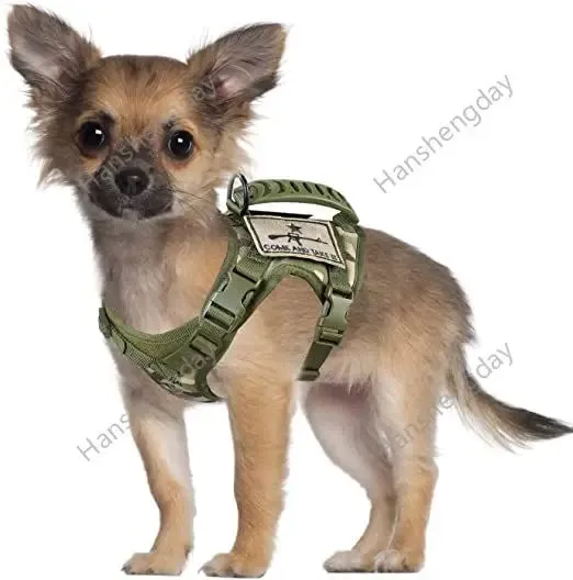 Chihuahua Tactical Dog Vest – XS Adjustable Military MOLLE Training Harness with Rubber Handle for Small Dogs
