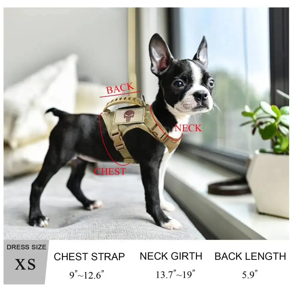 Chihuahua Tactical Dog Vest – XS Adjustable Military MOLLE Training Harness with Rubber Handle for Small Dogs