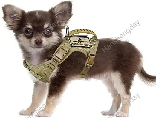 Chihuahua Tactical Dog Vest – XS Adjustable Military MOLLE Training Harness with Rubber Handle for Small Dogs