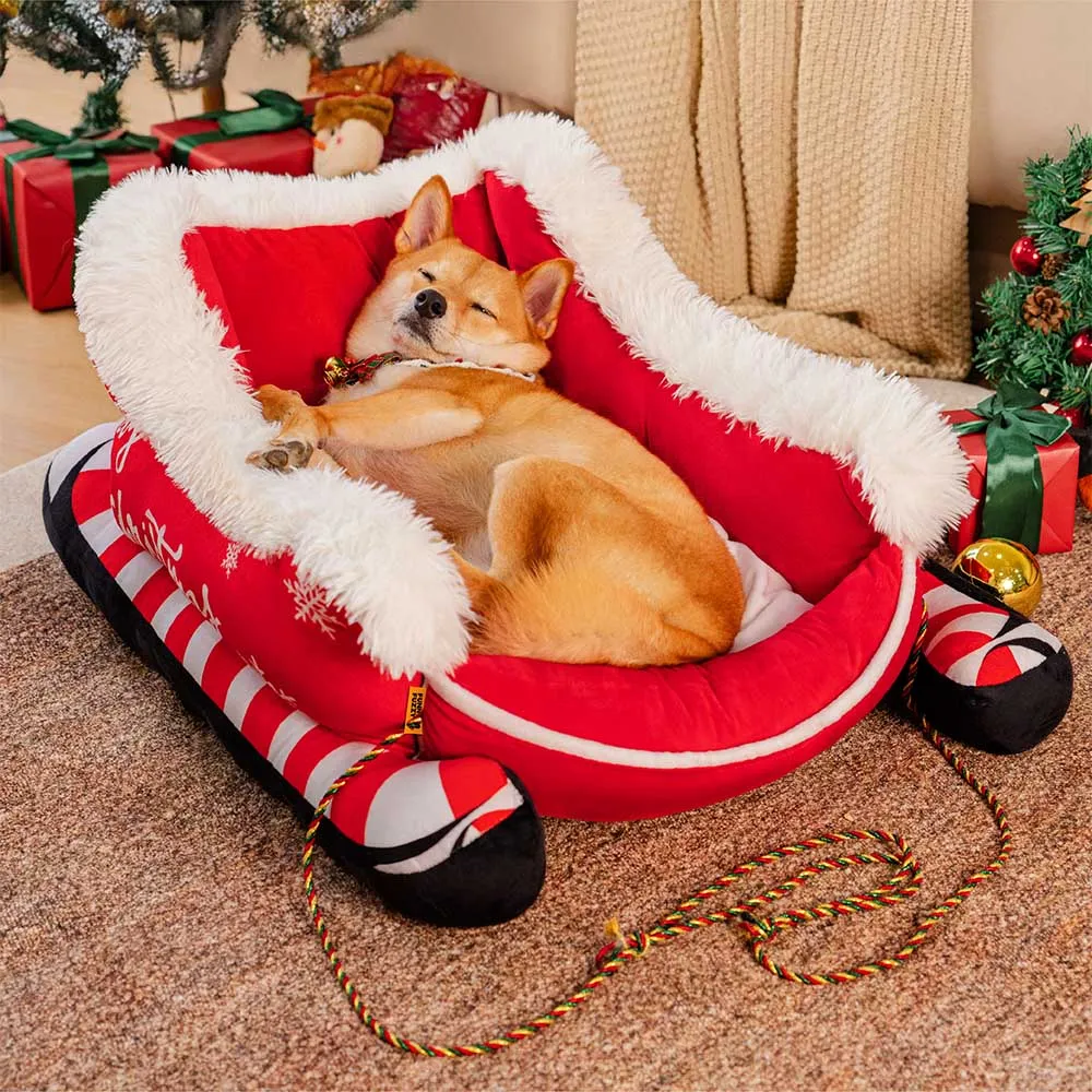 Christmas Sleigh Dog Bed - Gift Bundle 3 pcs