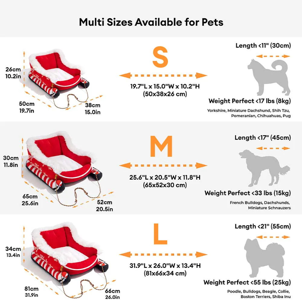 Christmas Sleigh Dog Bed - Gift Bundle 3 pcs