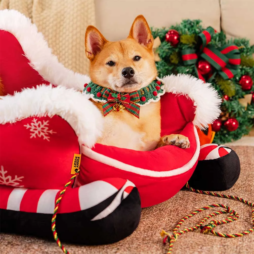 Christmas Sleigh Dog Bed - Gift Bundle 3 pcs