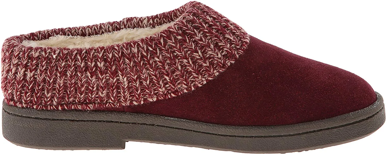 Clarks Women's Knit Scuff Leather Slipper Mules Sweater Cuff Clog (11, Berry)