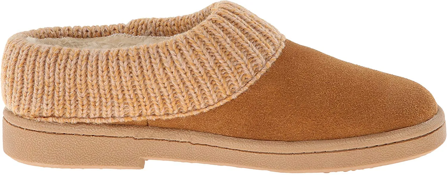 Clarks Women's Knit Scuff Leather Slipper Mules Sweater Cuff Clog (6, Cinnamon)