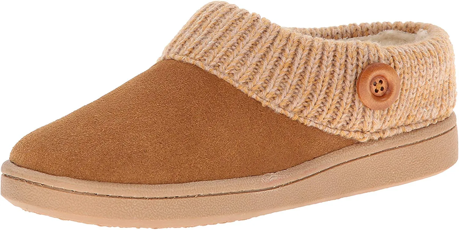 Clarks Women's Knit Scuff Leather Slipper Mules Sweater Cuff Clog (6, Cinnamon)