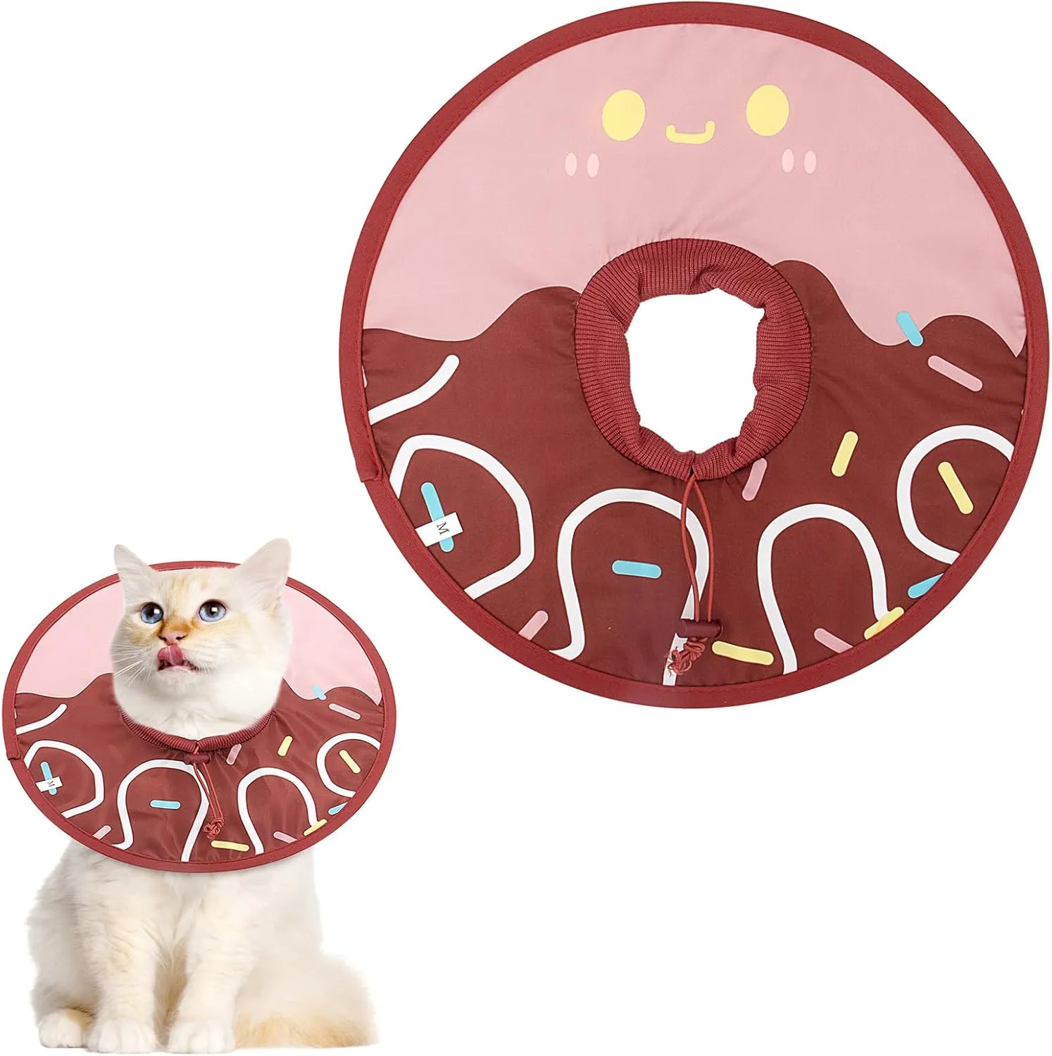 Coppthinktu Cat Cone Collar Soft, Cue Cat Recovery Collar After Surgery Waterproof Neck Cone, Lightweight Kitten Cone Elizabethan Collar for Cats Puppy Anti Licking Wounds (Brown,M)