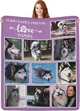 Custom Photo Blanket - Personalized Dog Memorial Gift With Pictures and Name for Pet Loss, Sympathy, Remembrance - In Loving Memory for Dog Lovers and Pet Owners