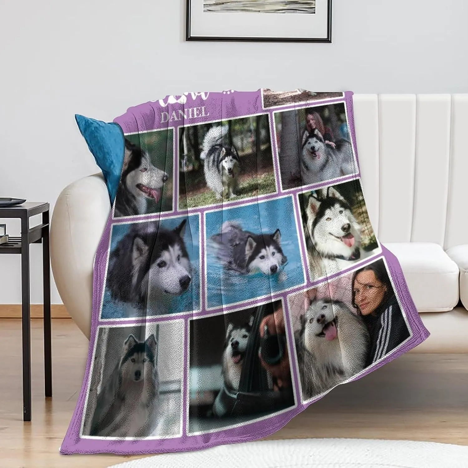 Custom Photo Blanket - Personalized Dog Memorial Gift With Pictures and Name for Pet Loss, Sympathy, Remembrance - In Loving Memory for Dog Lovers and Pet Owners