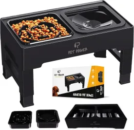 Dog Bowls Elevated, 4 Adjustable Height Raised Dogs Bowl with No-Spill Water Dish & Slow Feeder, Non-Slip Food & Water Bowl for Small Medium Large Dogs - Elevated Dog Bowls Large Breed