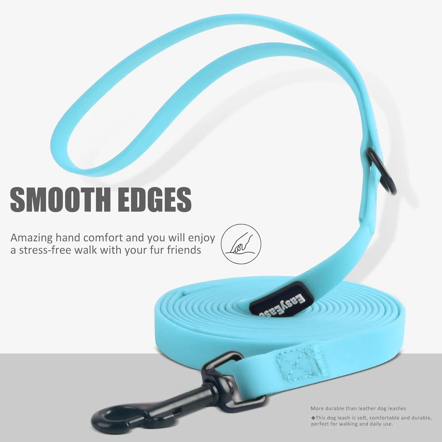 Dog Leash with Electroplated Black Hardware, Lightweight Dog Leash with Traffic Handle, 6FT Waterproof Blue Dog Leash Coated with Durable and Odor Free Material for Small and Medium Dogs