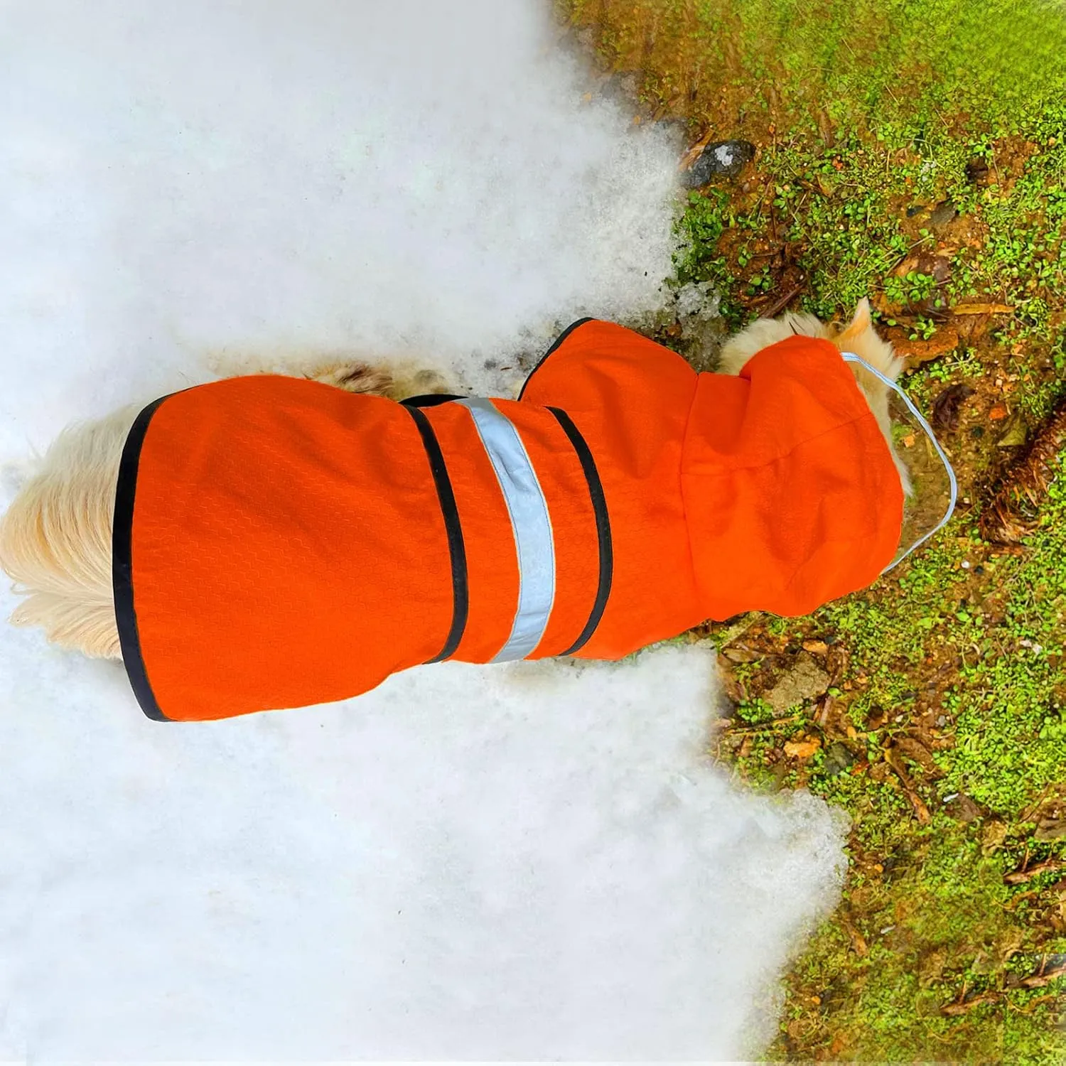 Dog Raincoat Waterproof Reflective Slicker - Lightweight Breathable Hooded Poncho Rain Coat Jacket with Adjustable Belly Strap and Leash Hole for Small Medium Large Dogs (X-Large, Orange)