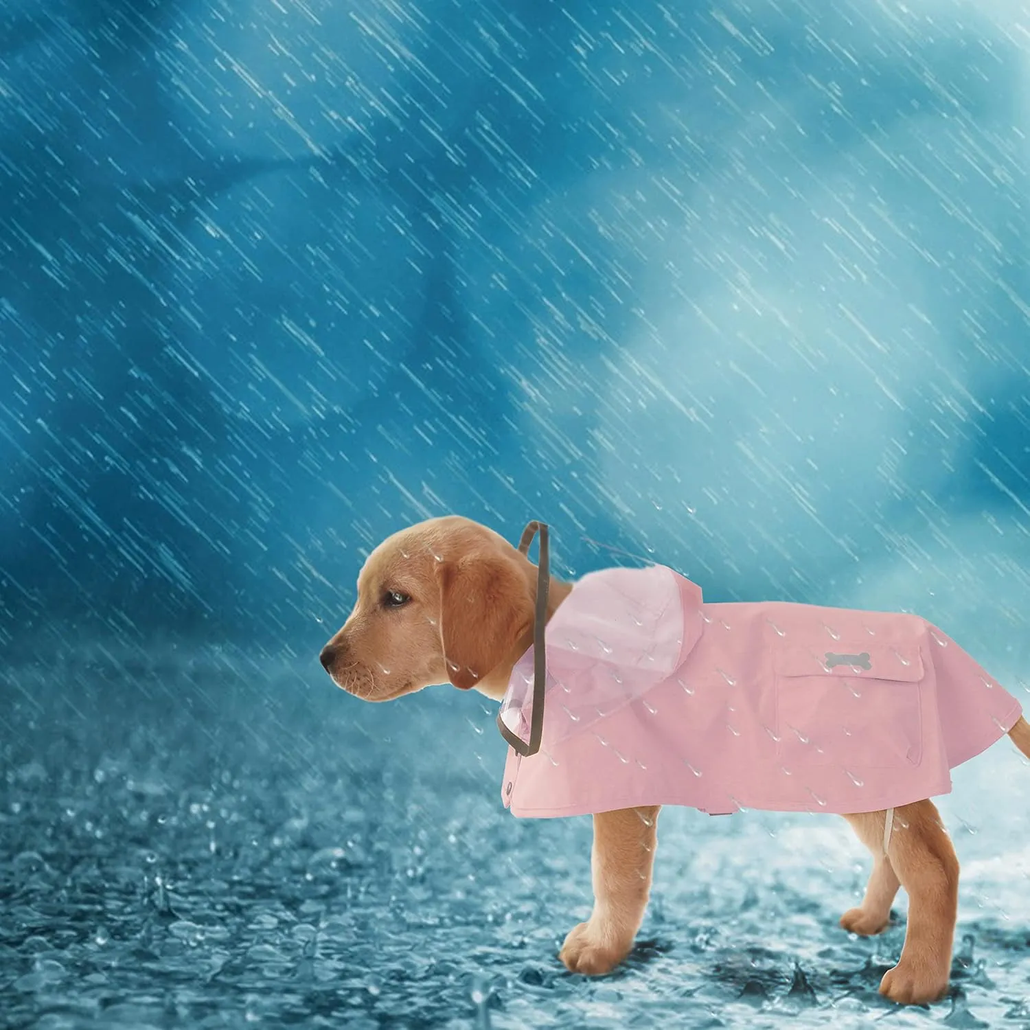 Dog Raincoat,Waterproof Rain Poncho with Hoodie, High Reflective Adjustable Pet Rain Jacket with Leash Hole for Small Medium and Large Dogs (Pink, Small)