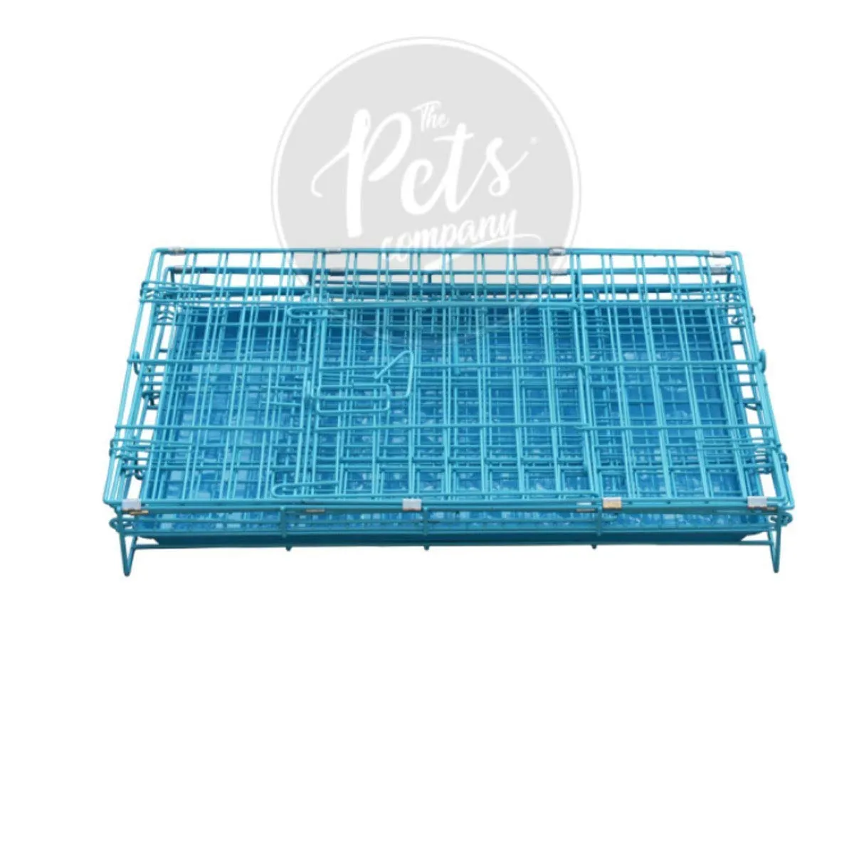 Double Door Folding Metal Dog Cage with Paw Protector, for Small Dogs and Puppies, Small, Blue, 24 Inch