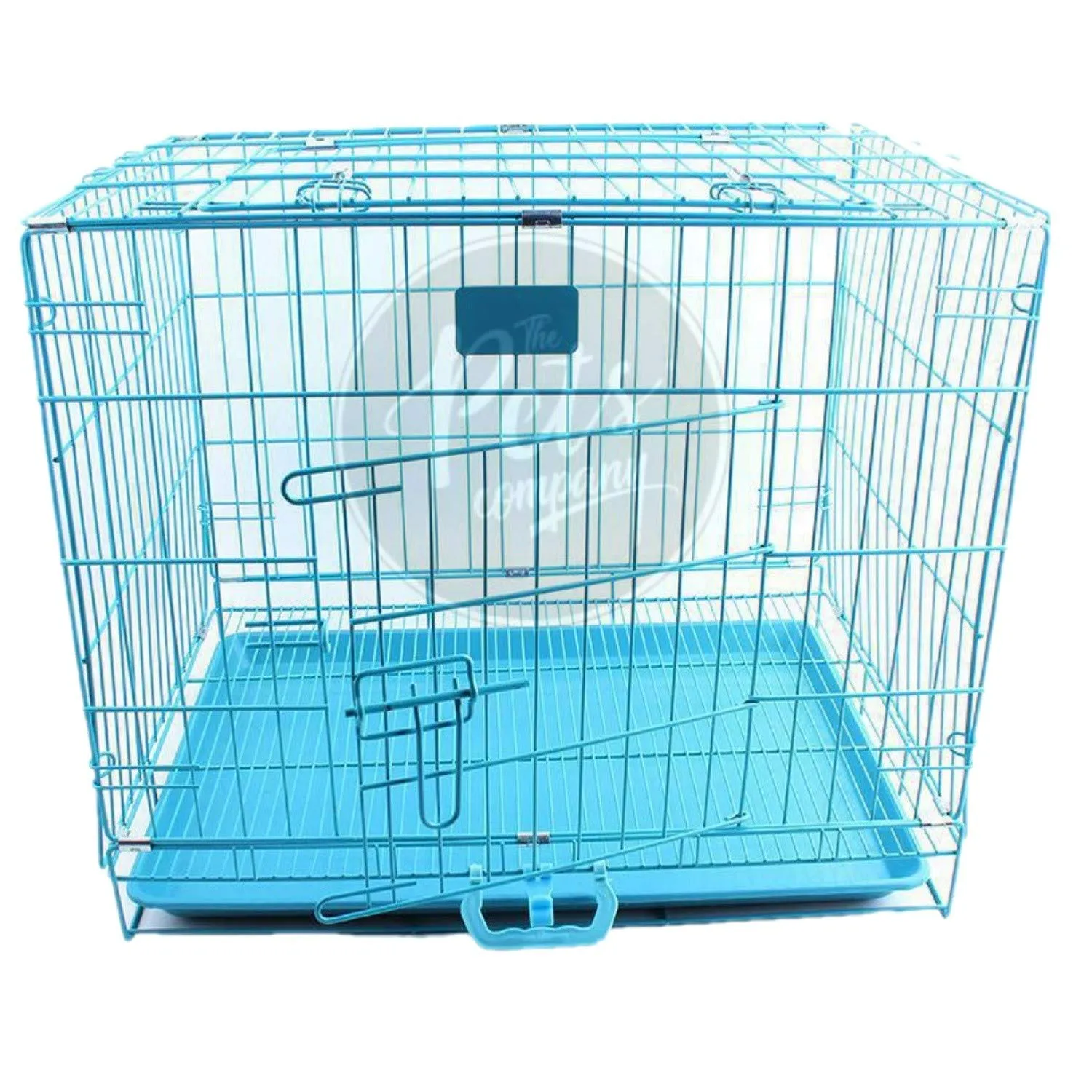 Double Door Folding Metal Dog Cage with Paw Protector, for Small Dogs and Puppies, Small, Blue, 24 Inch