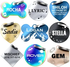 Dr. Fremont's Stainless Steel Custom Pet ID Personalized Engraved Identification Cat and Dog Tags with Custom Text, Many Shapes Including Bone, Heart, Circle (Black Stainless Steel, Small Circle)