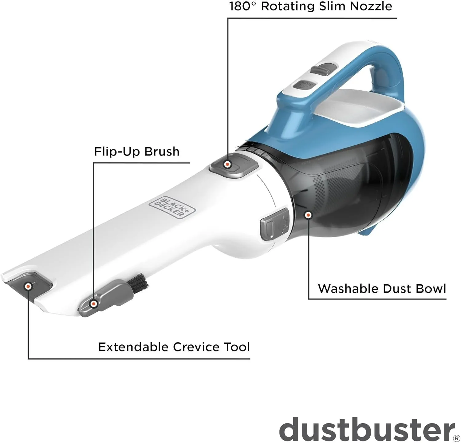 Dustbuster Advancedclean Cordless Handheld Vacuum, Compact Home and Car Vacuum with Crevice Tool (CHV1410L)