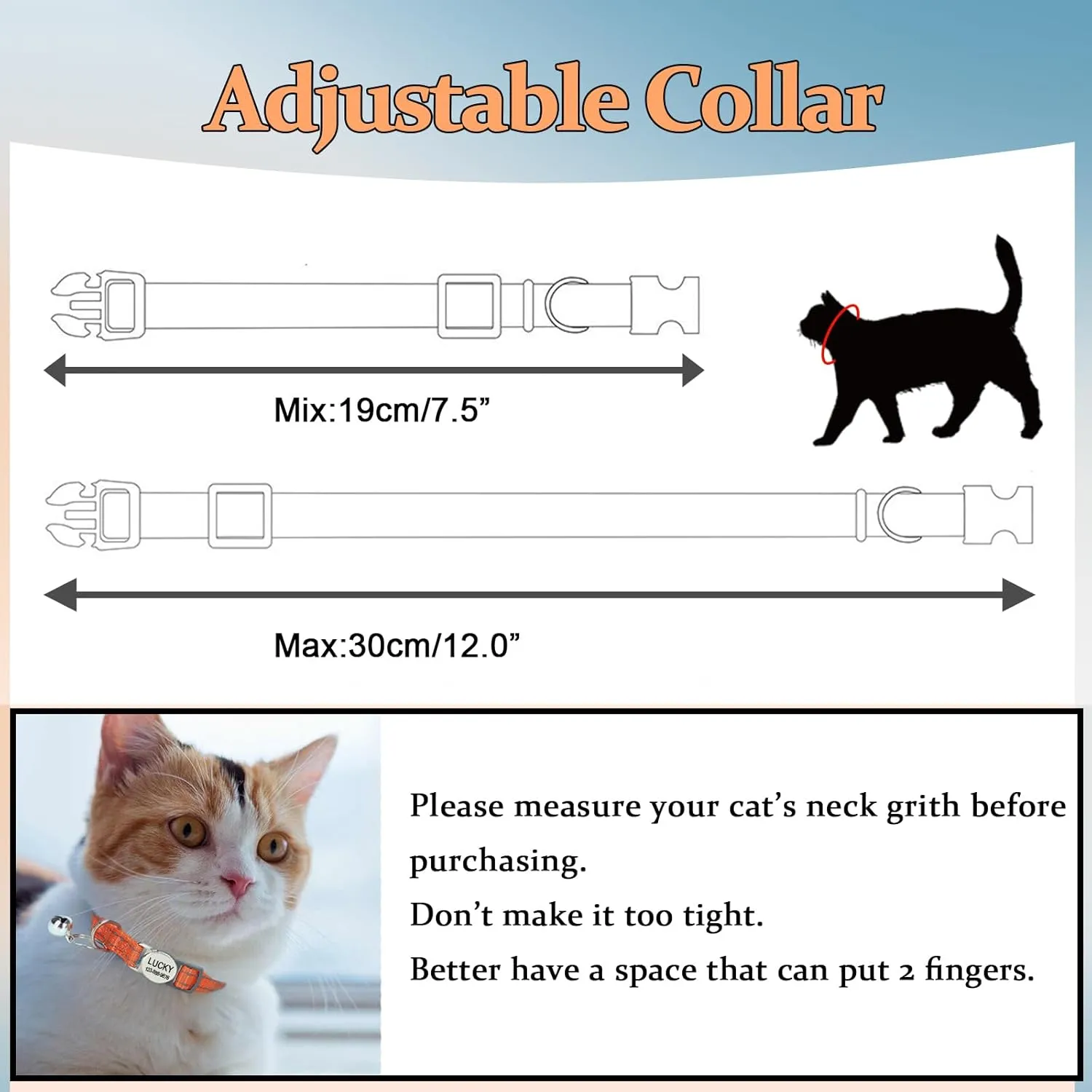 Engraved Personalized Cat Collar,Breakaway Safety Release Buckle,Reflective Kitten Collars with ID Name Tag,Adjustable Nylon Collar with Bell for Small Dogs Puppy Kitten Cat,Red(7.5''-12.0'')