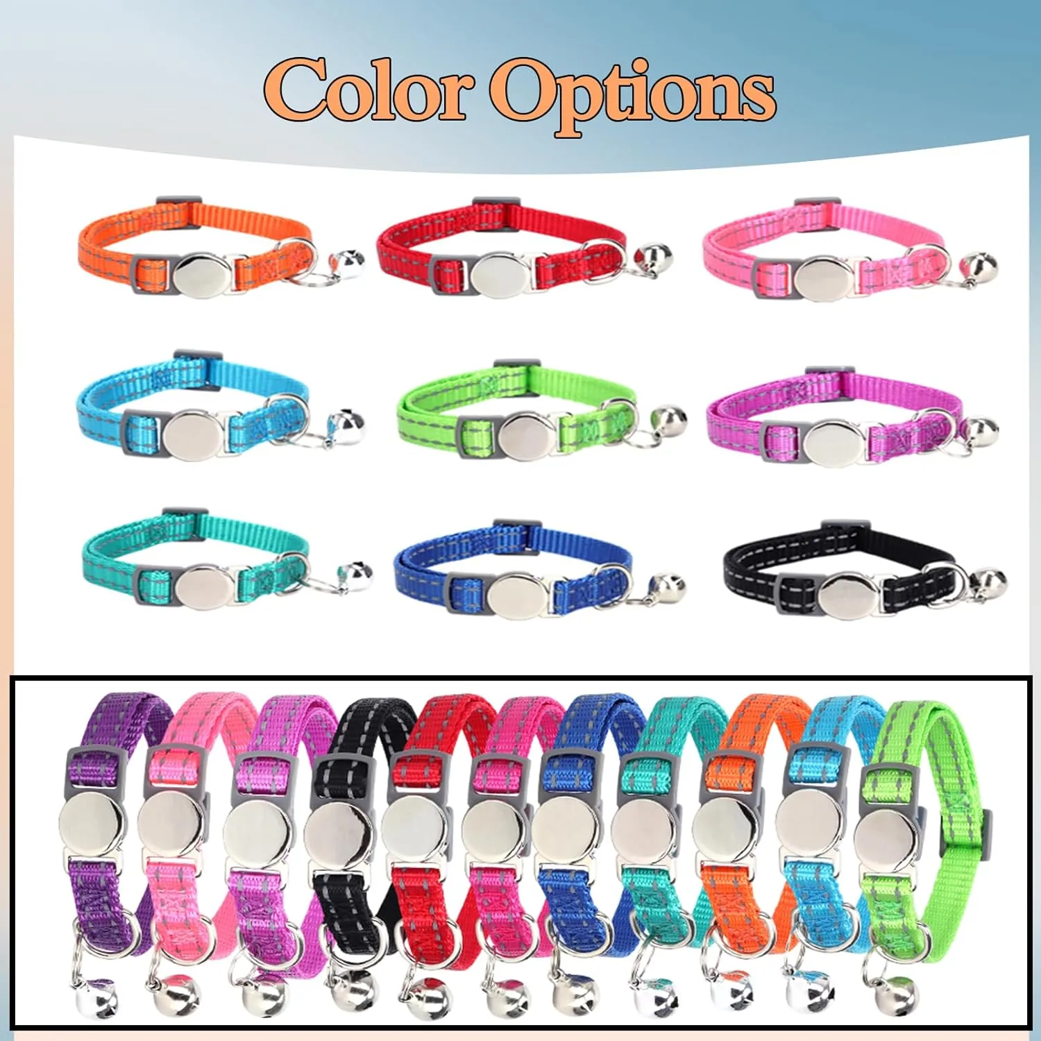 Engraved Personalized Cat Collar,Breakaway Safety Release Buckle,Reflective Kitten Collars with ID Name Tag,Adjustable Nylon Collar with Bell for Small Dogs Puppy Kitten Cat,Red(7.5''-12.0'')