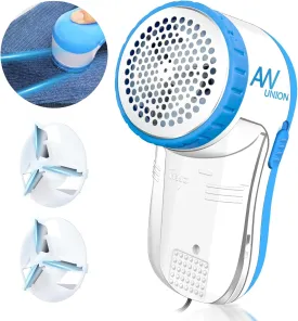 Fabric Shaver Lint Remover, AW union USB Powered Lint Shaver Efficiently Remove Lints from Fabrics, Clothes, Upholstery - 70" Cord - 2 Replacement Blade - Blue