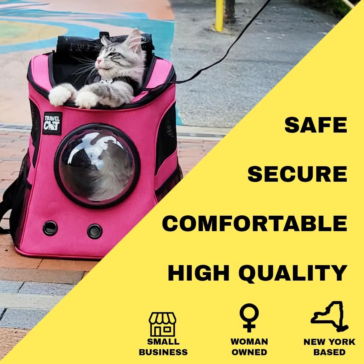 Fat Cat Backpack Carrier - Airline Approved Cat Carrier with Space Capsule Bubble for for Small Cats, Kitten - Premium Deep Rose Pink Cat Carrier Backpack for Outdoor, Travel, Hiking, Pet Supplies
