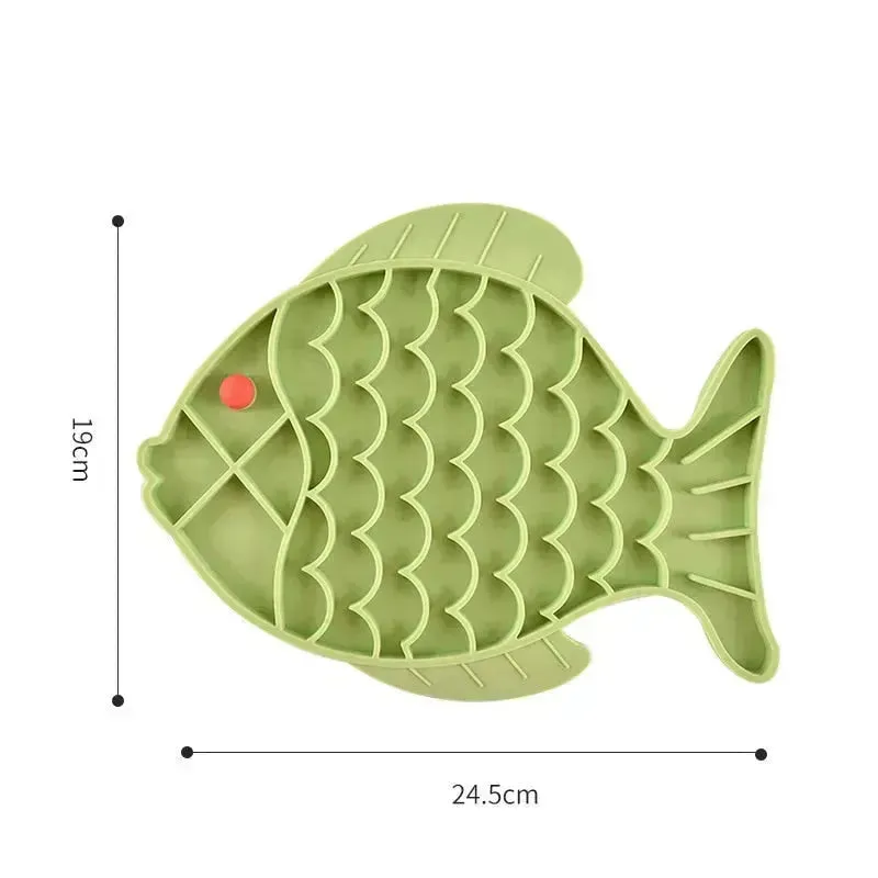 Fish Shape Silicone Lick Mat - Slow Feeding Food Bowl for Pets