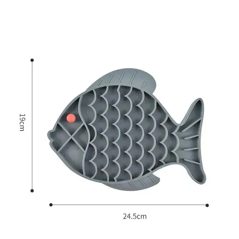 Fish Shape Silicone Lick Mat - Slow Feeding Food Bowl for Pets