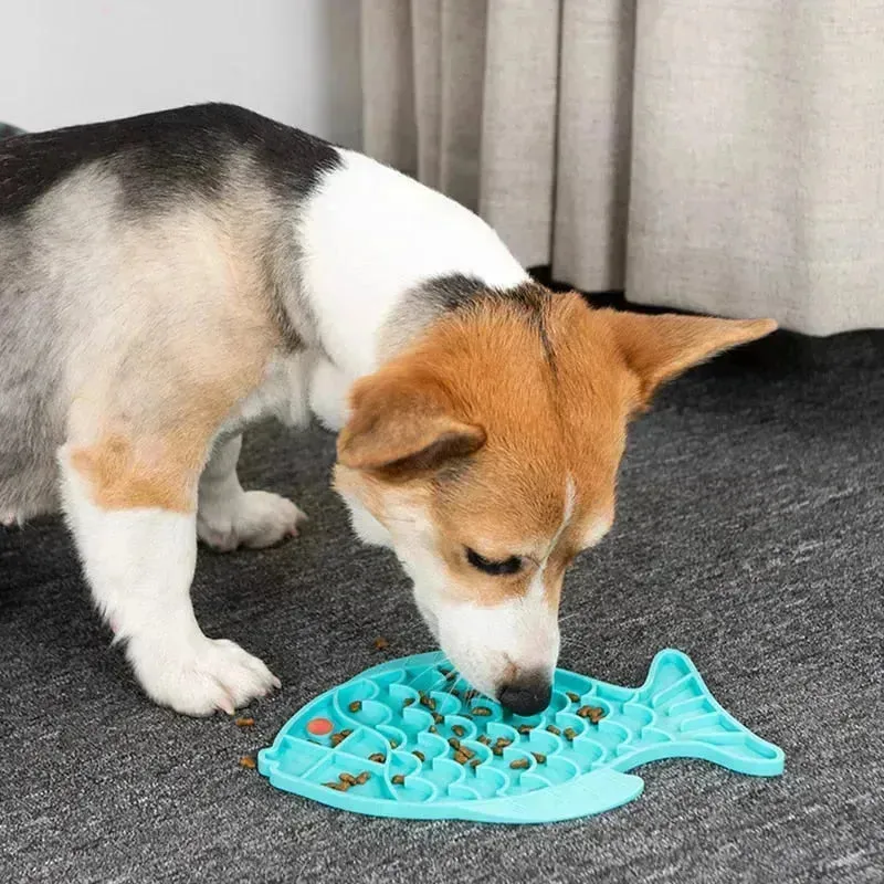 Fish Shape Silicone Lick Mat - Slow Feeding Food Bowl for Pets