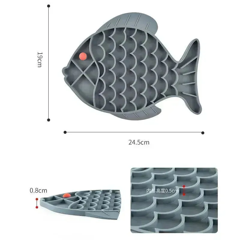 Fish Shape Silicone Lick Mat - Slow Feeding Food Bowl for Pets