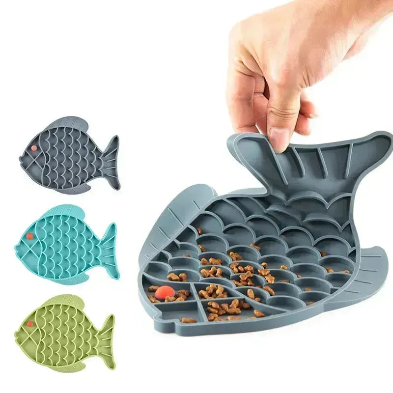 Fish Shape Silicone Lick Mat - Slow Feeding Food Bowl for Pets